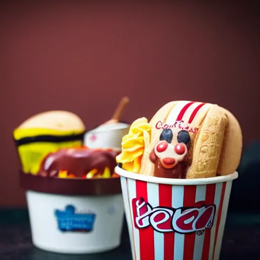 Image similar to promotional photo of a hot dog ice cream,