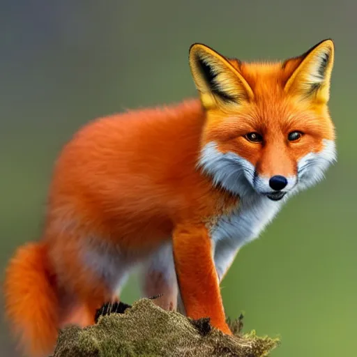 Prompt: a nature photograph of an orange foxcelot