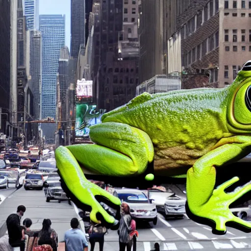 Image similar to giant frog attacking new york city