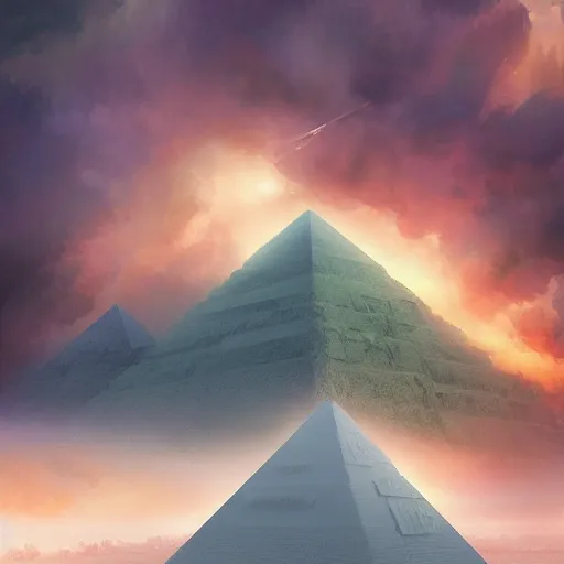 Prompt: foggy fractals|fractal clouds|pyramids|hoodoos|eye|4k digital illustration by Artgerm, wlop, Andrei Riabovitchev, Marc Simonetti, yoshitaka Amano, Artstation, CGsociety