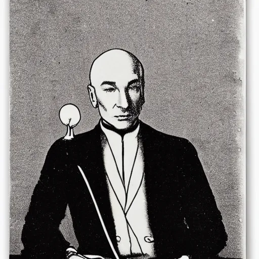 Image similar to jean luc picard by aubrey beardsley,