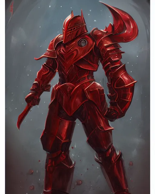 Image similar to knight armored in red, fantasy art, trending on artstation