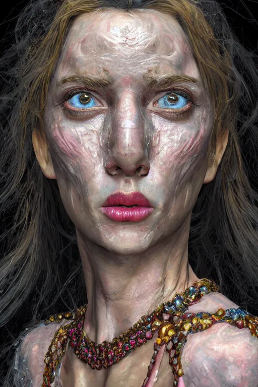 Image similar to hyper-realisti ultra-detailed maximalist and dramatic fullbody female portrait by andrei riabovitchev inspired by igor goryunov. Overpainted by binx.ly 8k realistic. Generative art. Tools used: Blender Cinema4d Houdini3d zbrush. Unreal engine 5 Cinematic. Beautifully lit. No background. artstation. Deviantart. CGsociety.