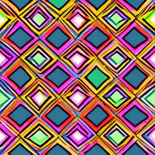 Image similar to a 9 0 s style geometric pattern design, bright colors, very sharp details, painted look, shapes and colors.