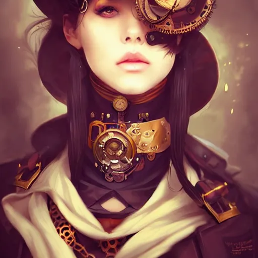 Image similar to portrait of a beautiful steampunk captain, by guweiz and wlop and artgerm