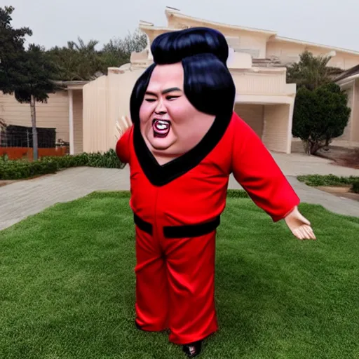 Image similar to fireworks that look like a screaming kim jong un doll