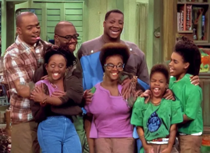 Prompt: the episode of family matters where everyone gets covered with nickelodeon slime hd