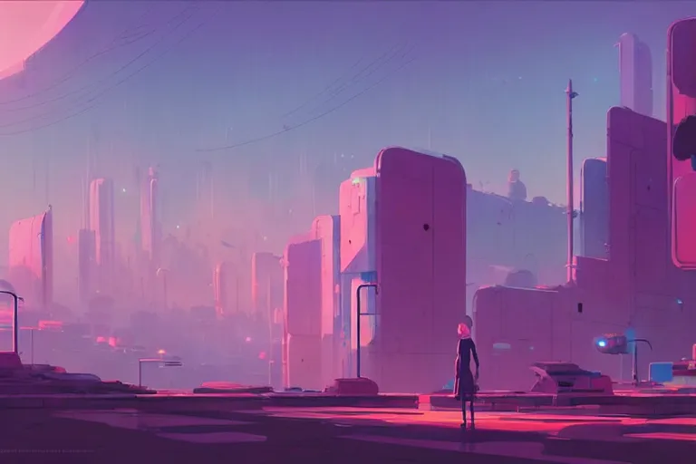 Image similar to abandoned futuristic city on a mountain fogged in the colorful clouds style of makoto shinkai studio ghibli, james gilleard greg rutkowski chiho aoshima