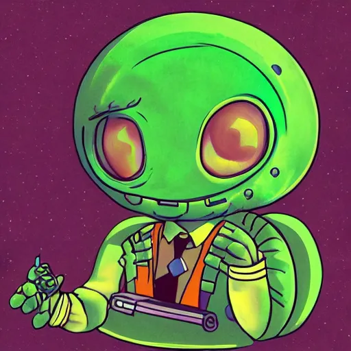 Image similar to Funny looking cute alien smoking weed, digital art, featured on artstation, fine details