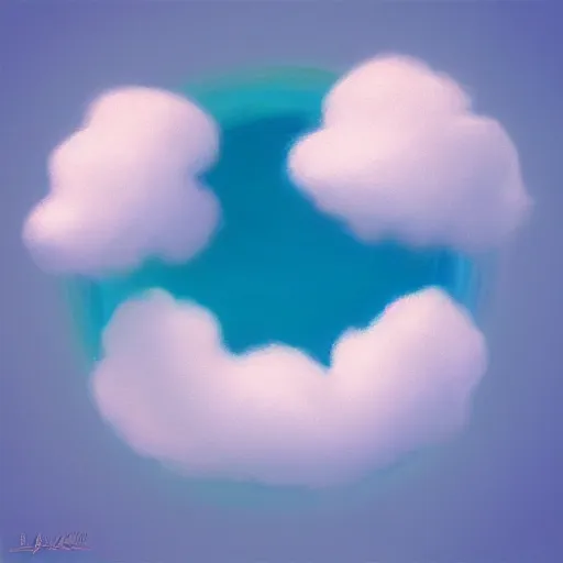 Prompt: floating on a fluffy cloud, digital art, dreamy