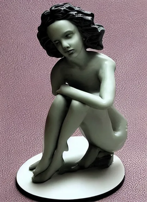 Prompt: Image on the store website, eBay, 100mm resin figure of a beautiful woman sitting on the chair, on the disk base on tile surface