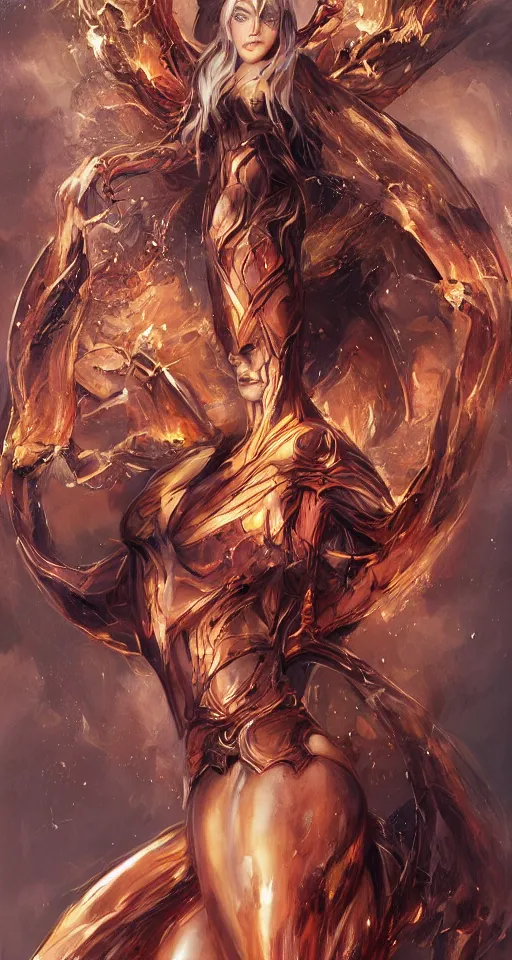 Image similar to 3/4 body portrait of the firedragon queen by artgerm, Dragon in dragon lair, HD, full body dragon concept, flying dragon, Human body with dragon features, beautiful queen, perfect face, fantasy, intricate, elegant, highly detailed, digital painting, artstation, concept art, smooth, sharp focus, illustration, ray tracing, 4k realistic 3d rendered portrait, soft shading, soft colors, relaxed colors, hyperdetailed, wide angle lens, fantasy, futuristic horror, armor style of giger