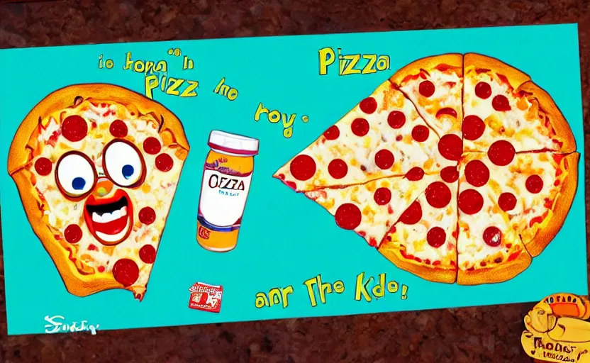 Image similar to pizza themed honey i shrank the kids movie. artwork.