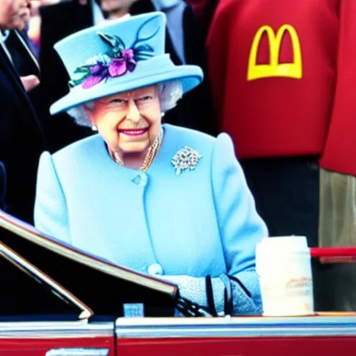 Image similar to queen elizabeth at mcdonalds