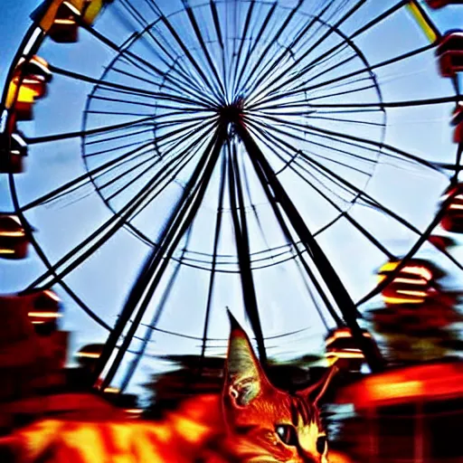 Image similar to !!!! cat!!!!, ( ferris wheel ), feline, award winning photo