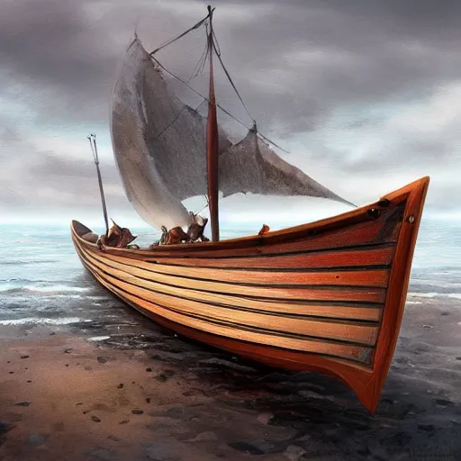 Image similar to viking, viking boat, seaside, digital art, irina french, heraldo ortega, mandy jurgens, golden ratio, art canvas, award winning, masterpiece trending on artstation 8 k 1 5 0 mpx