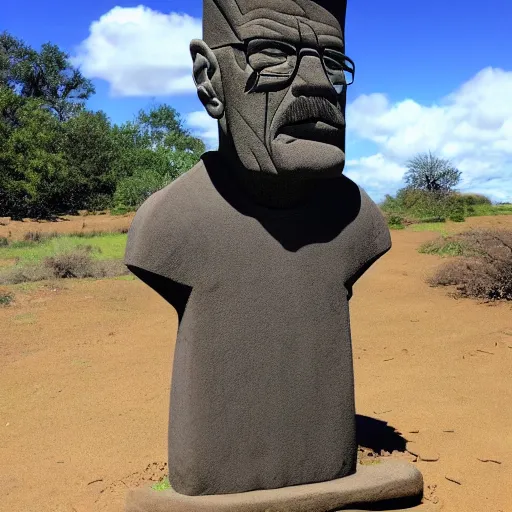 Prompt: walter white moai statue