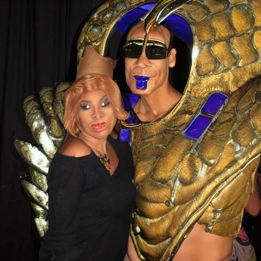 Prompt: Apophis from Stargate SG1, posing at a drag show