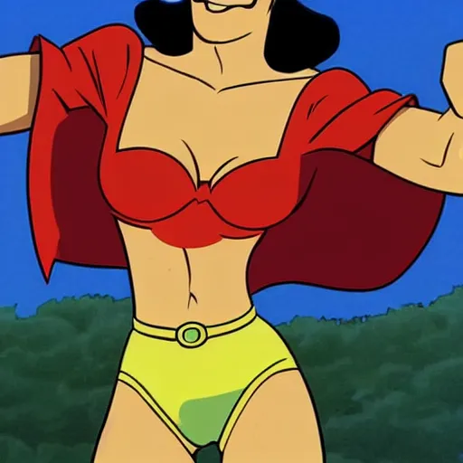 Image similar to Velma from Scooby-doo uppercuts Superman