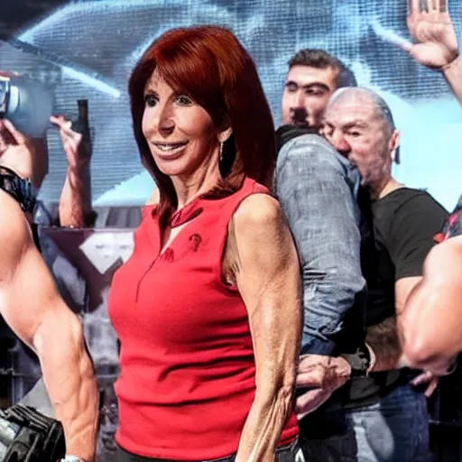 Prompt: Cristina Kirchner in the body of Marcus from Gears 5