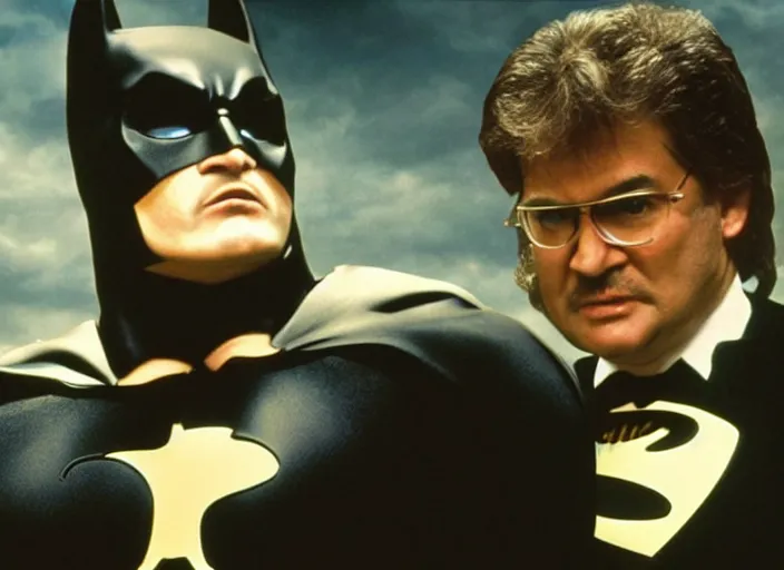 Image similar to tony schiavone, movie still, from the new batman returns movie, 8 k, realistic