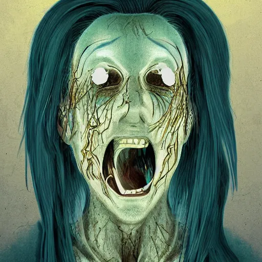 Image similar to digital art of a body horror human created by trevor henderson and tyedied