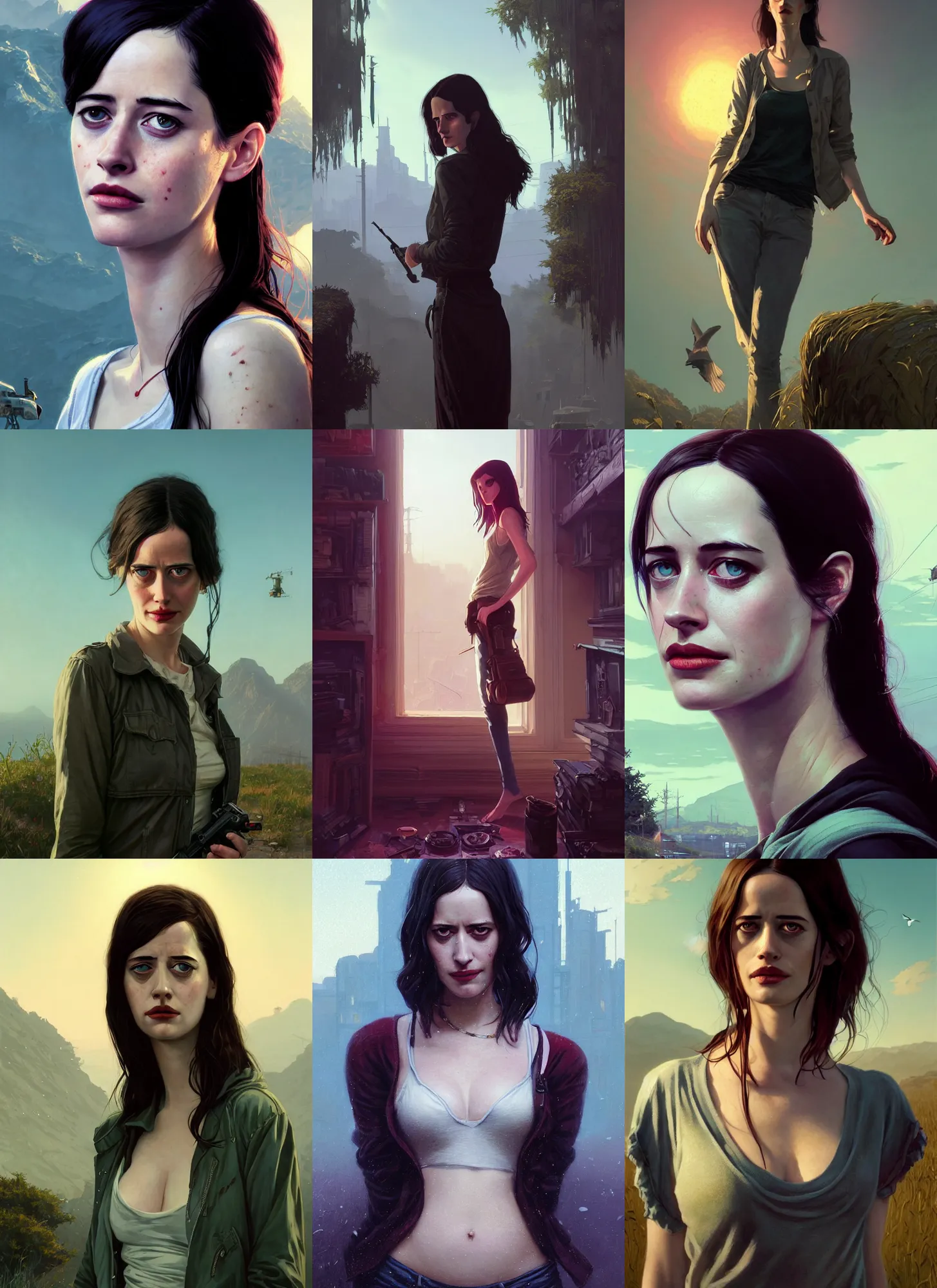 Prompt: highly detailed portrait of young eva green 2 0 0 3 in gta v, stephen bliss, unreal engine, fantasy art by greg rutkowski, loish, rhads, ferdinand knab, makoto shinkai and lois van baarle, ilya kuvshinov, rossdraws, tom bagshaw, global illumination, radiant light, detailed and intricate environment