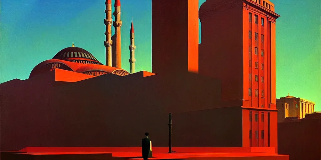 Prompt: istanbul, edward hopper and james gilleard zdzislaw beksisnski higly detailed