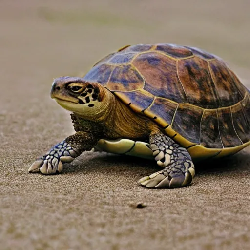 Image similar to mixture between a turtle and a fox, fox turtle hybrid, national geographic, photo, distance shot,