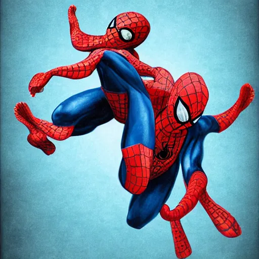 Image similar to octopus attacking and suffocating spiderman, photorealistic