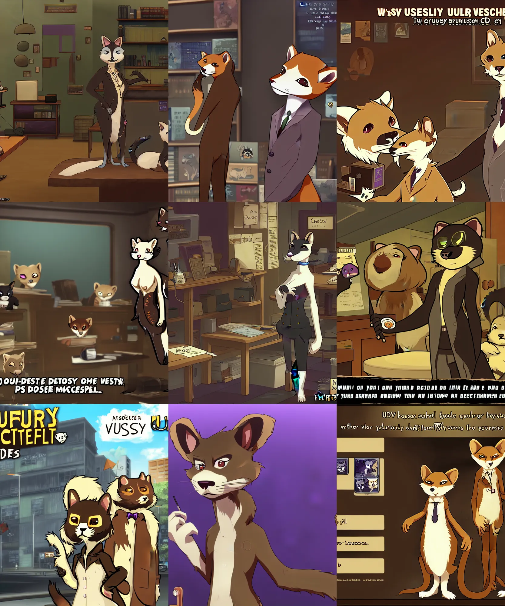 Image similar to furry - weasel - detective - fursona uhd ue 5 visual novel pc game screenshot