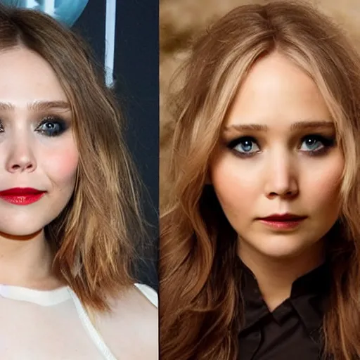 Image similar to elizabeth olsen mixed with jennifer lawrence