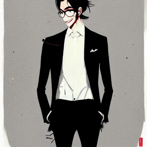 Image similar to a ultradetailed portrait painting of a stylish man wearing suit outfit, by conrad roset, greg rutkowski and makoto shinkai trending on artstation