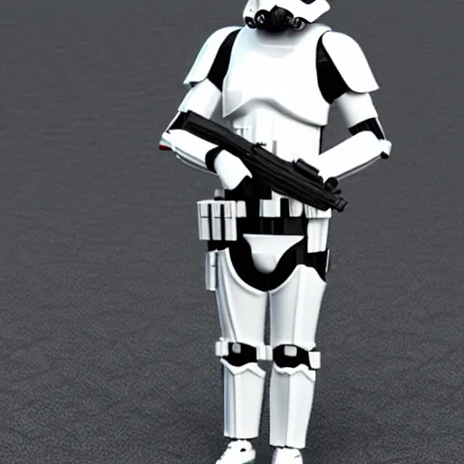 Prompt: a female stormtrooper