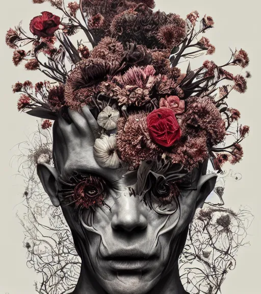 Image similar to portrait, nightmare anomalies, flowers by dariusz zawadzki, kenneth blom, mental alchemy, james jean, pablo amaringo, naudline pierre, contemporary art, hyper detailed