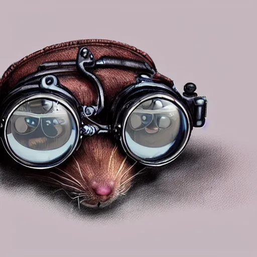 Prompt: a rat with steampunk googles, by CGSociety