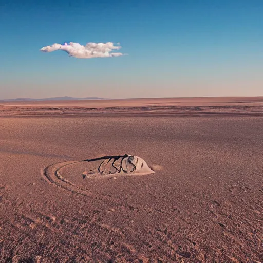 Image similar to clear blue desert sky with one clouf ormation in the shape of a dragon