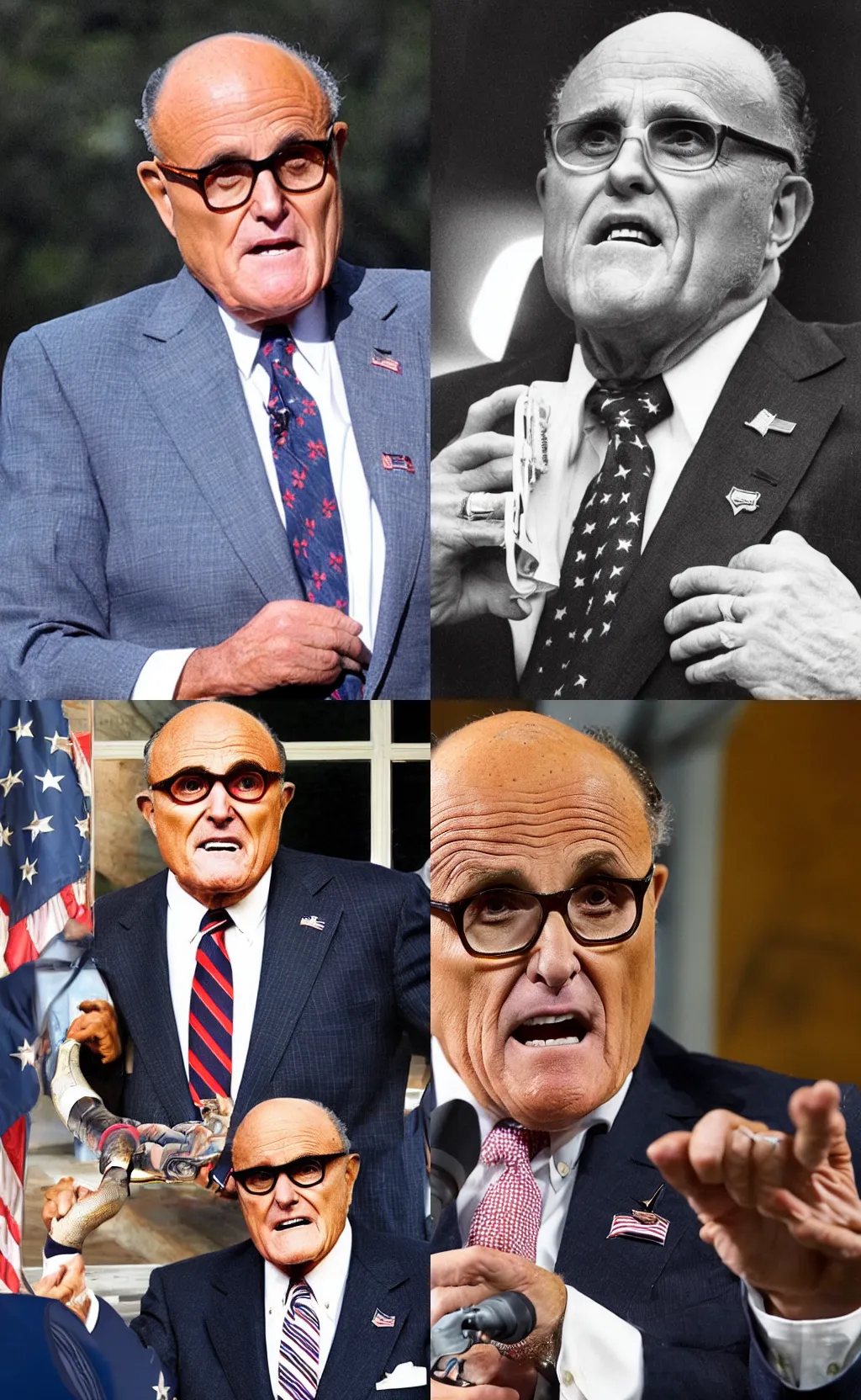 Prompt: rudy giuliani with rattlesnake lower body