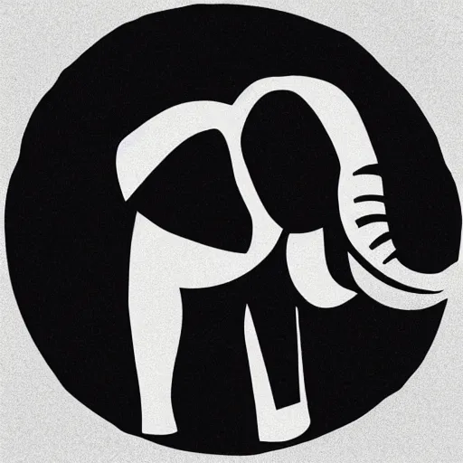 Image similar to minimal geometric elephant logo by karl gerstner, monochrome, symmetrical