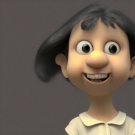 Image similar to 3 d render of mafalda from quino, ocatane render, blender model