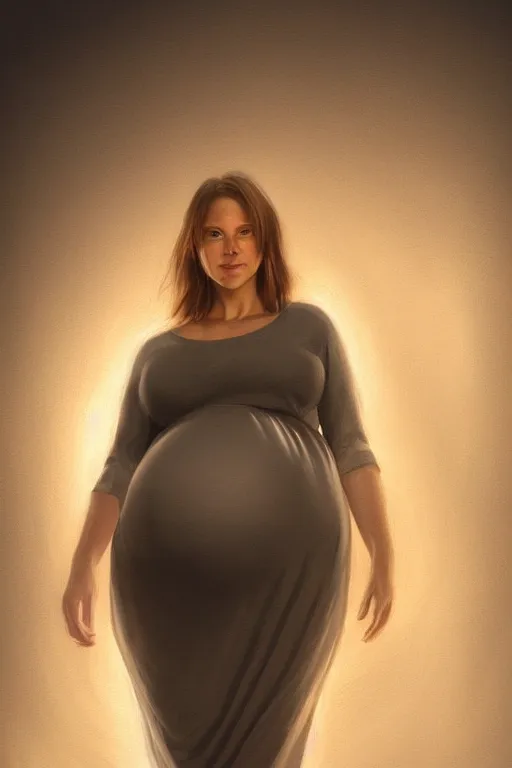 Image similar to full-length portrait of pregnant woman under street light, highly detailed, sharp focused, ultra realistic digital concept art by Artgerm, face by Alyssa Monks