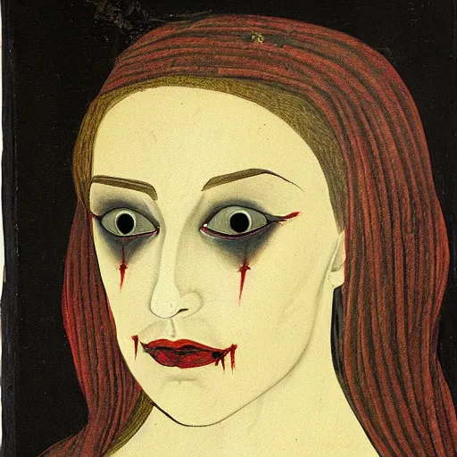 Image similar to female vampire, medieval painting