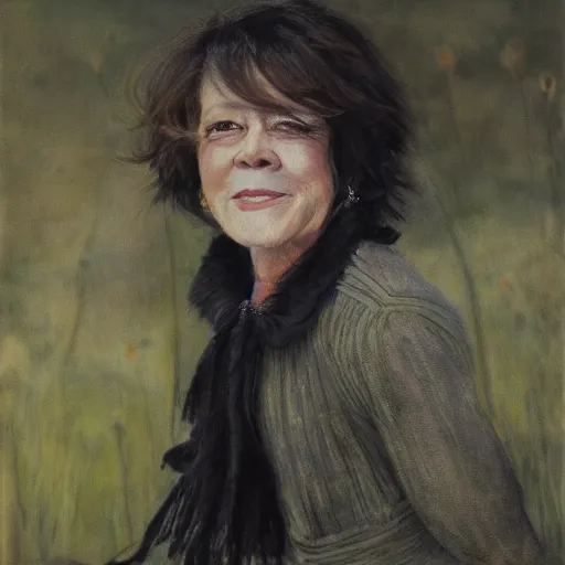 Image similar to high quality, high detail, realistic portrait of susan bennett, painted by andrew wyeth, dramatic lighting, cinematic composition