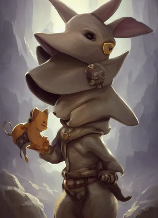 Image similar to cute little anthropomorphic aardvark thief wearing Atiel's veil, tiny, small, miniature animal, baby animal, short, pale black armor, cute and adorable, pretty, beautiful, DnD character art portrait, matte fantasy painting, DeviantArt Artstation, by Jason Felix by Steve Argyle by Tyler Jacobson by Peter Mohrbacher, cinematic lighting