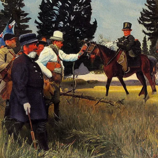 Prompt: the american was of canadian annexation 1 8 9 3 painting