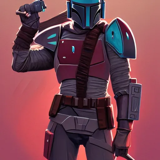 Image similar to digital painting of a Mandalorian wielding a vibroblade and holoshield, D&D, fantasy, elegant, hopeful, cosmic, muscular, highly detailed, digital painting, artstation, concept art, smooth, sharp focus, illustration, art by josan gonzalez