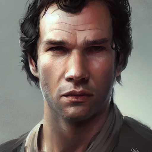 Image similar to portrait of a man by greg rutkowski, the father of han solo, star wars expanded universe, he is about 3 0 years old, highly detailed portrait, digital painting, artstation, concept art, smooth, sharp foccus ilustration, artstation hq