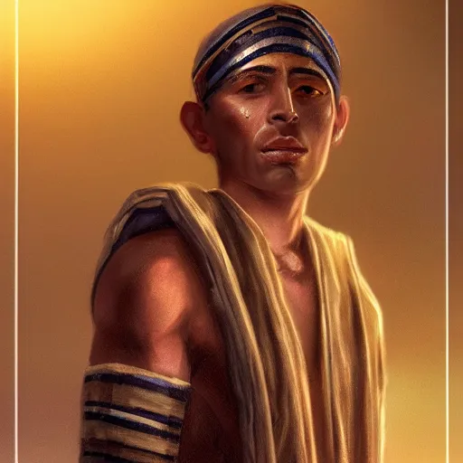 Image similar to portrait, 26 year old male in ancient Canaanite clothing meeting 18 year old female in ancient Canaanite clothing, dramatic lighting, cinematic, establishing shot, high detail, photo realistic, cinematic lighting, post processed, concept art, artstation, matte painting