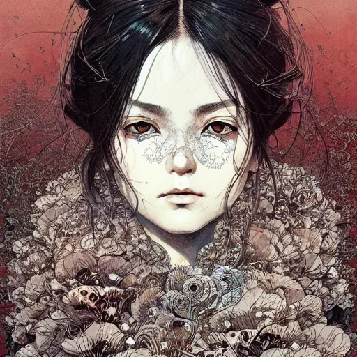 Prompt: portrait painted in ian mcque style drawn by vania zouravliov and takato yamamoto, inspired by fractal flowers, intricate acrylic gouache painting, high detail, sharp high detail, artstation