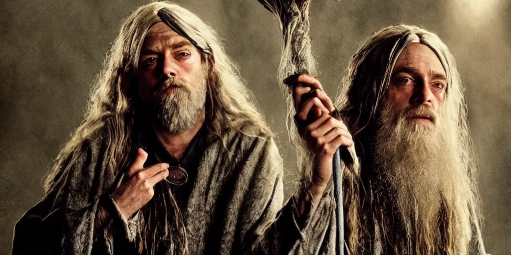 Image similar to kurt cobain as gandalf the wizard, highly detailed, marvel cinematic universe, mcu, photo